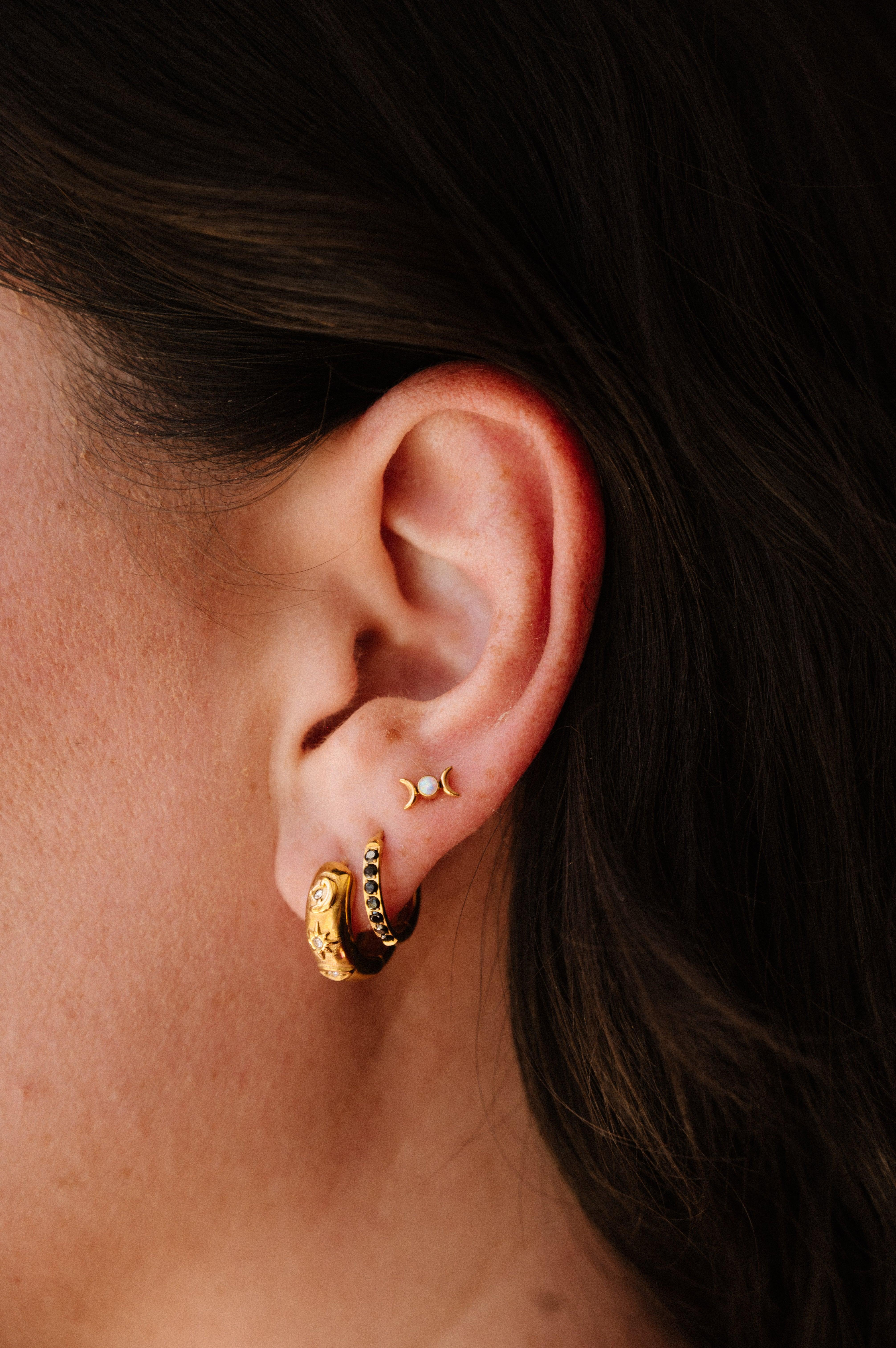 Black Titanium Celestial Hoops - Image 7