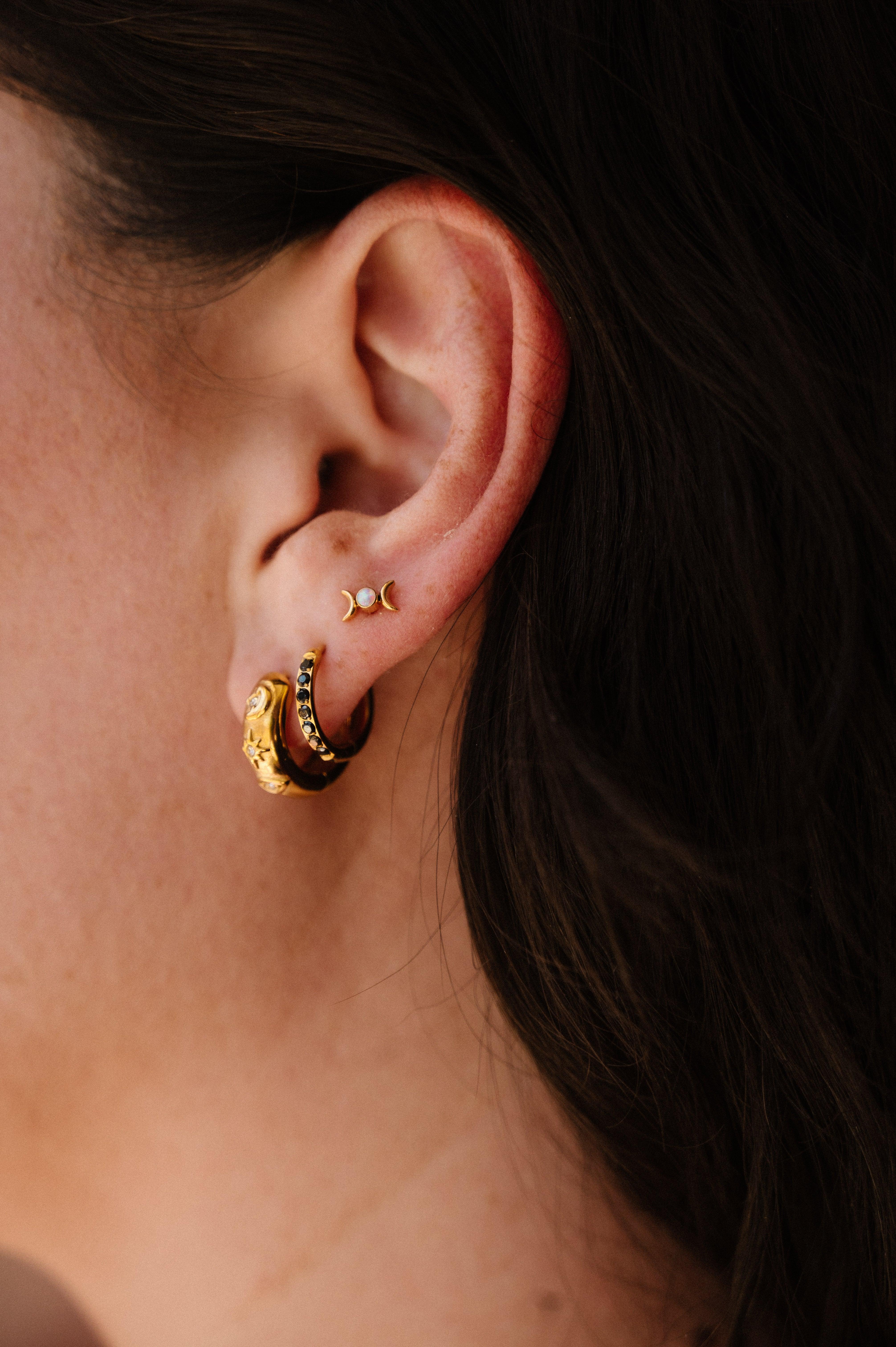 Black Titanium Celestial Hoops - Image 9
