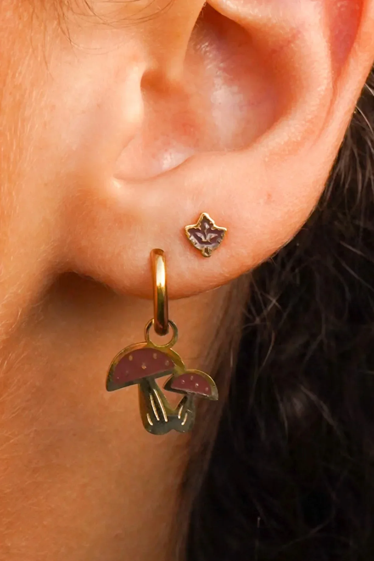 Fall Leaf Enamel Flat Back Stud - Brown - Image 2