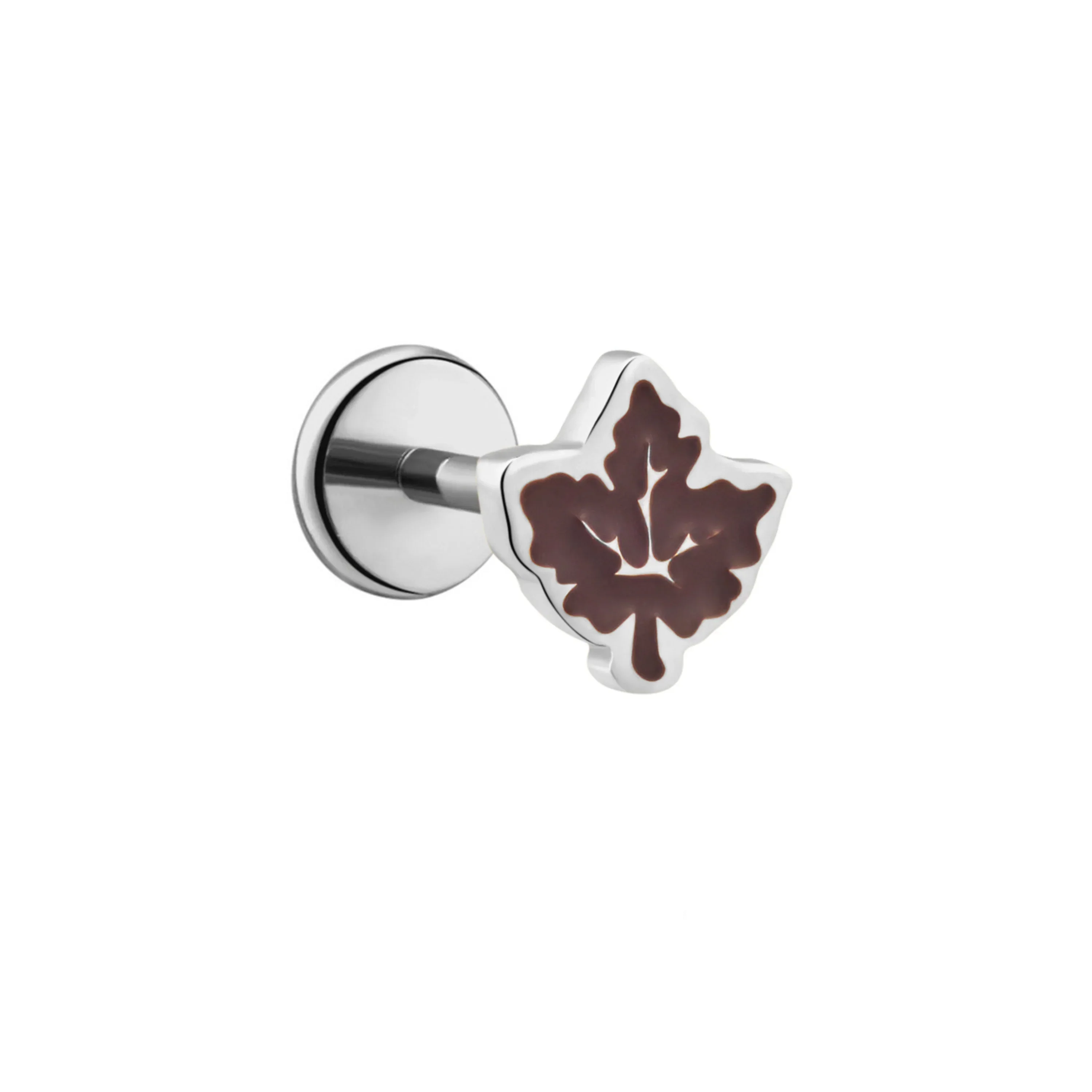 Fall Leaf Enamel Flat Back Stud - Brown - Image 6