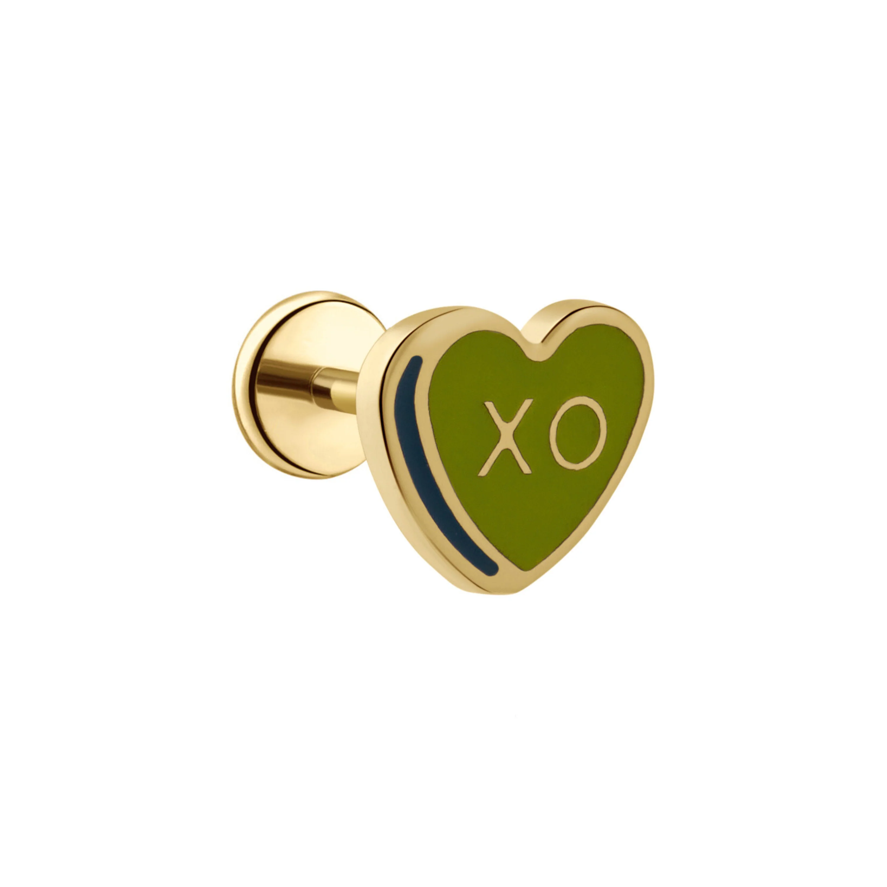 Candy Heart Flat Back Stud - Green