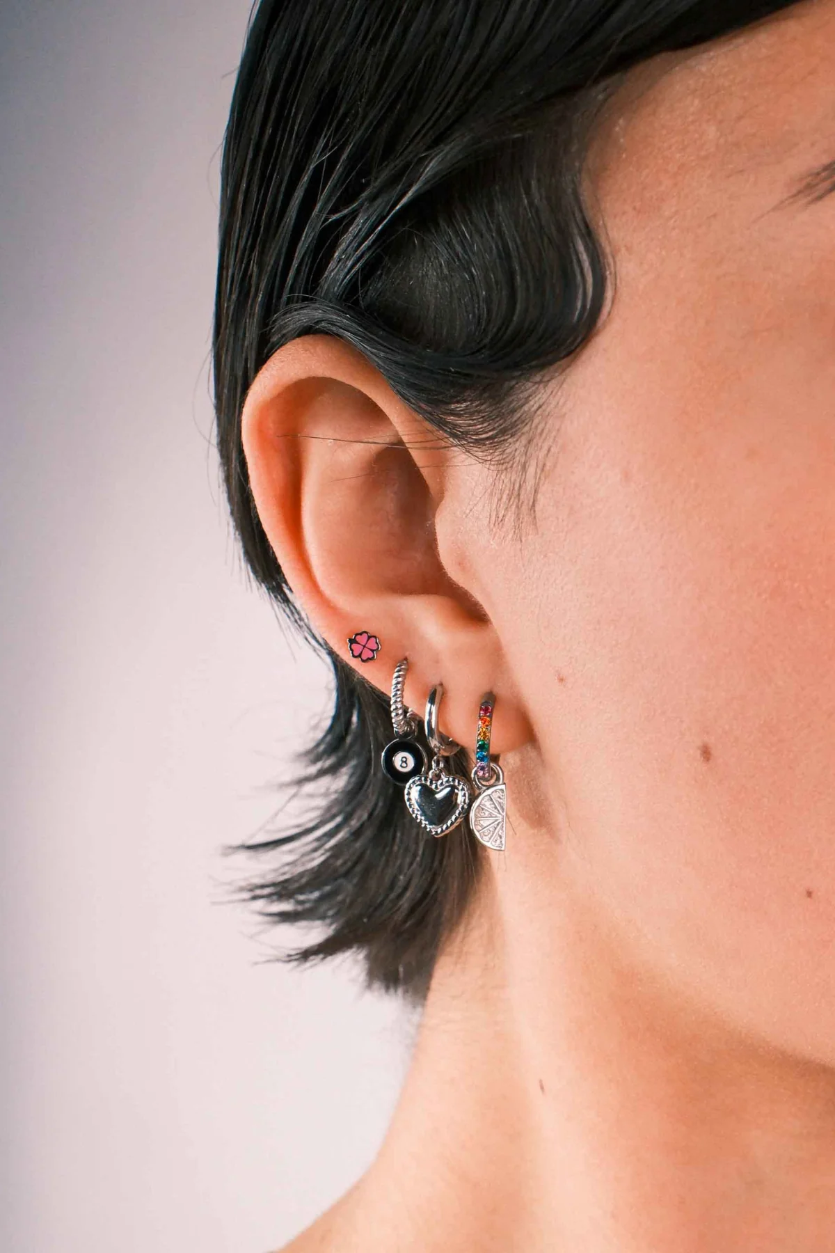 Clover Enamel Flat Back Stud - Pink - Image 2
