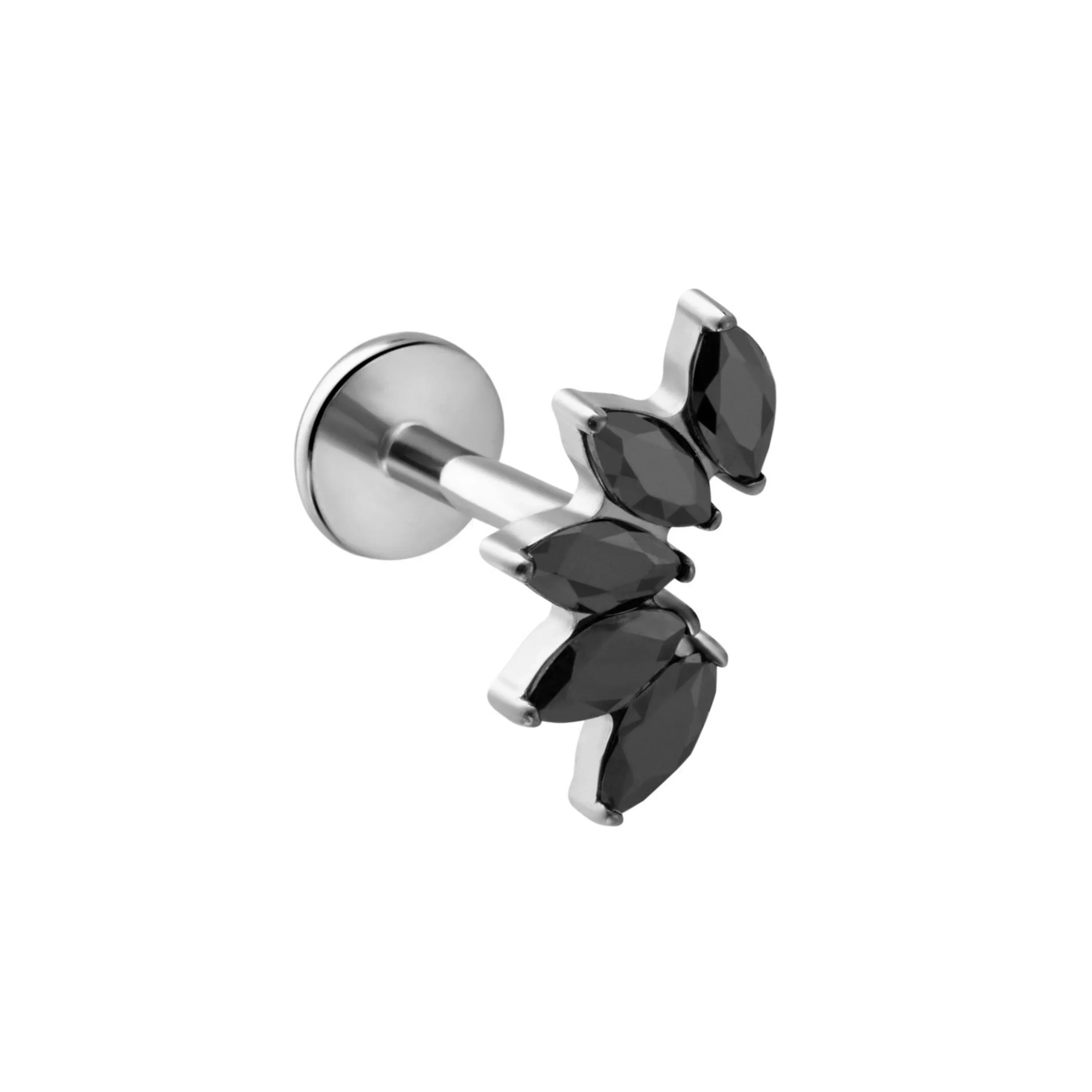 Deco Marquise Fan Flat Back Stud - Onyx - Image 5