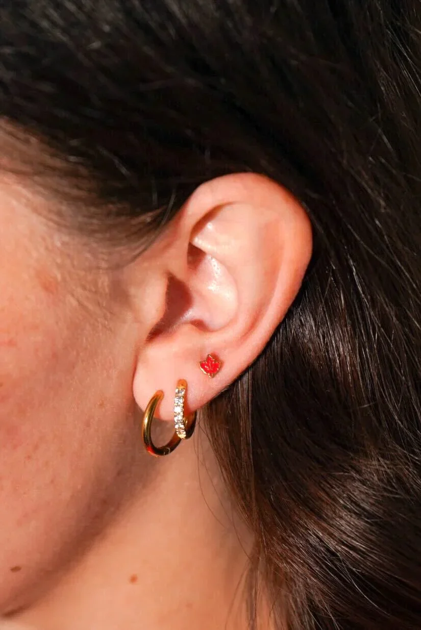 Fall Leaf Enamel Flat Back Stud - Red - Image 2