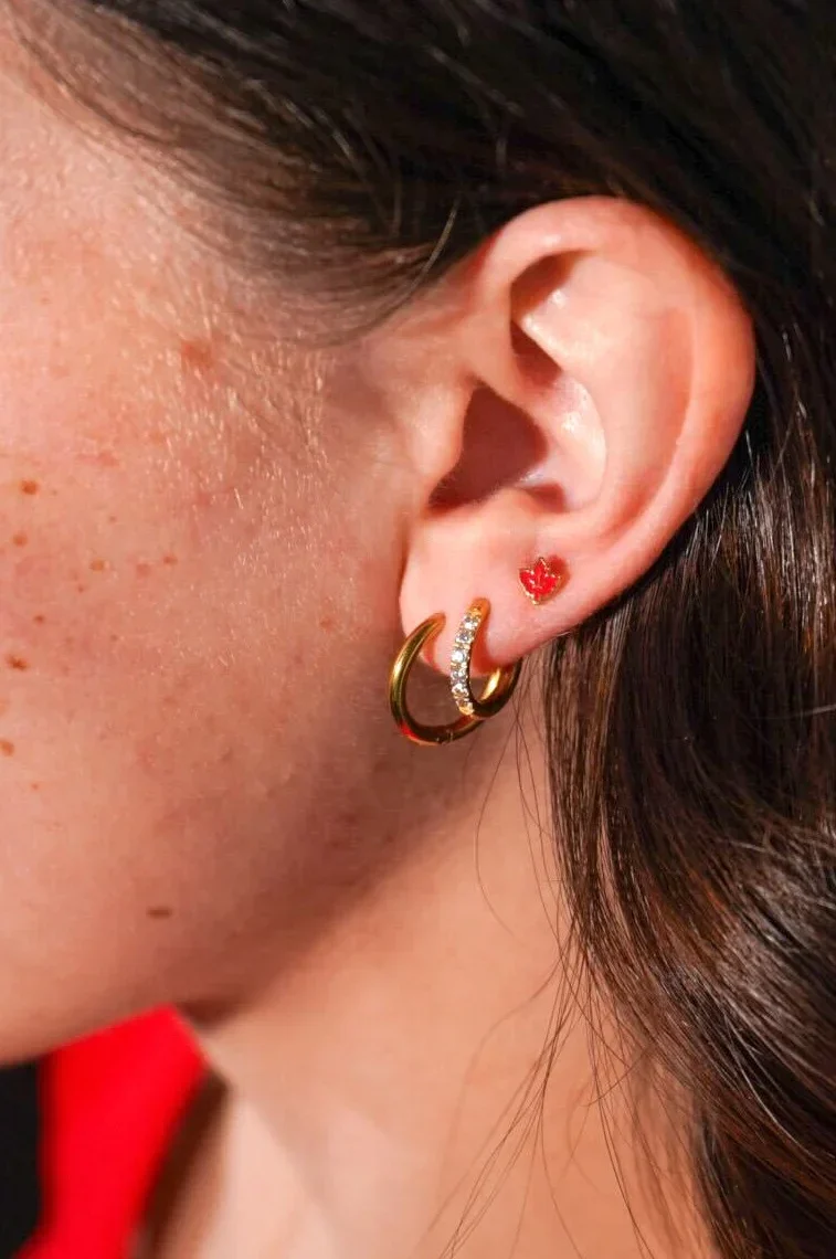 Fall Leaf Enamel Flat Back Stud - Red - Image 3