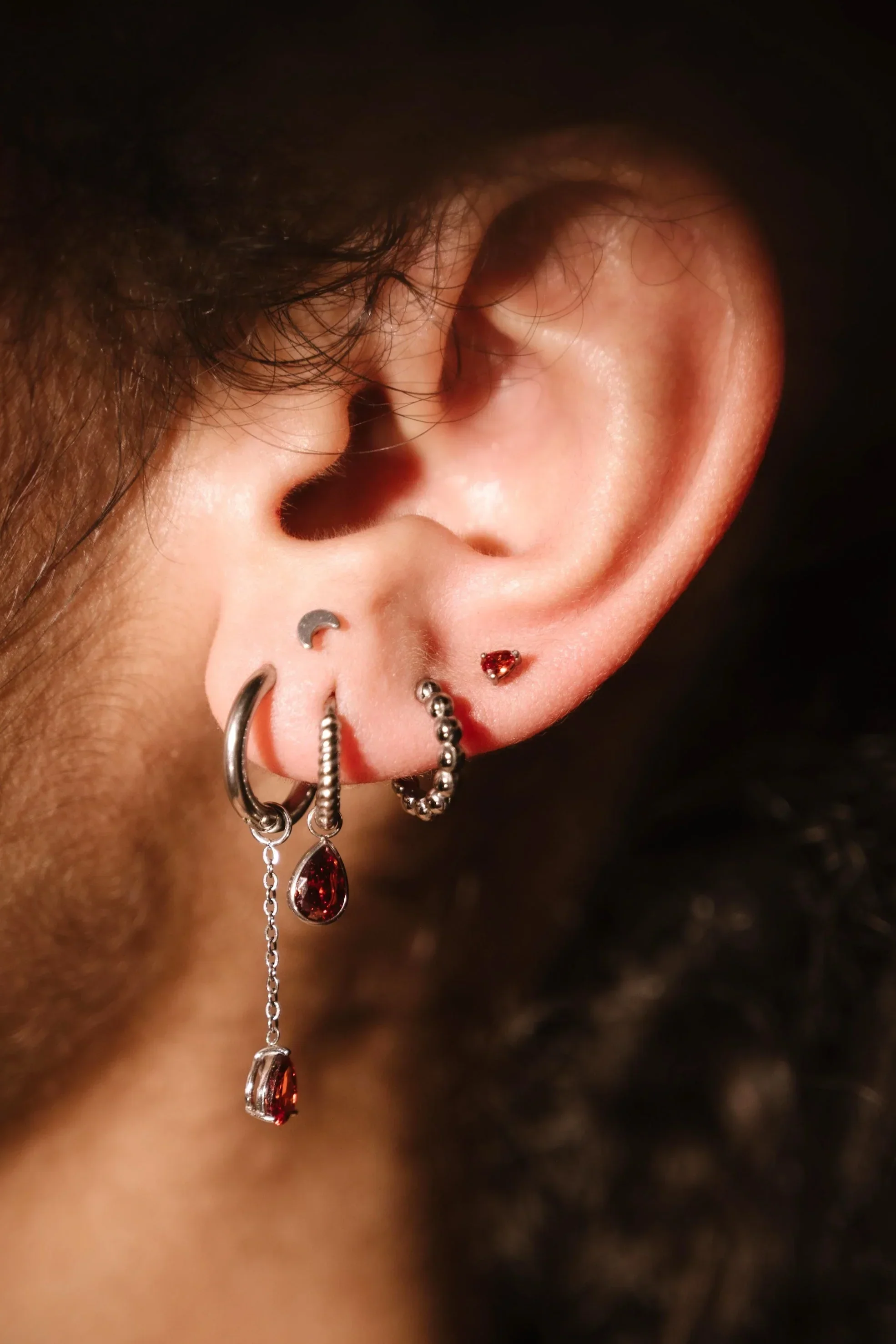 Garnet Drop Flat Back Stud - Image 2