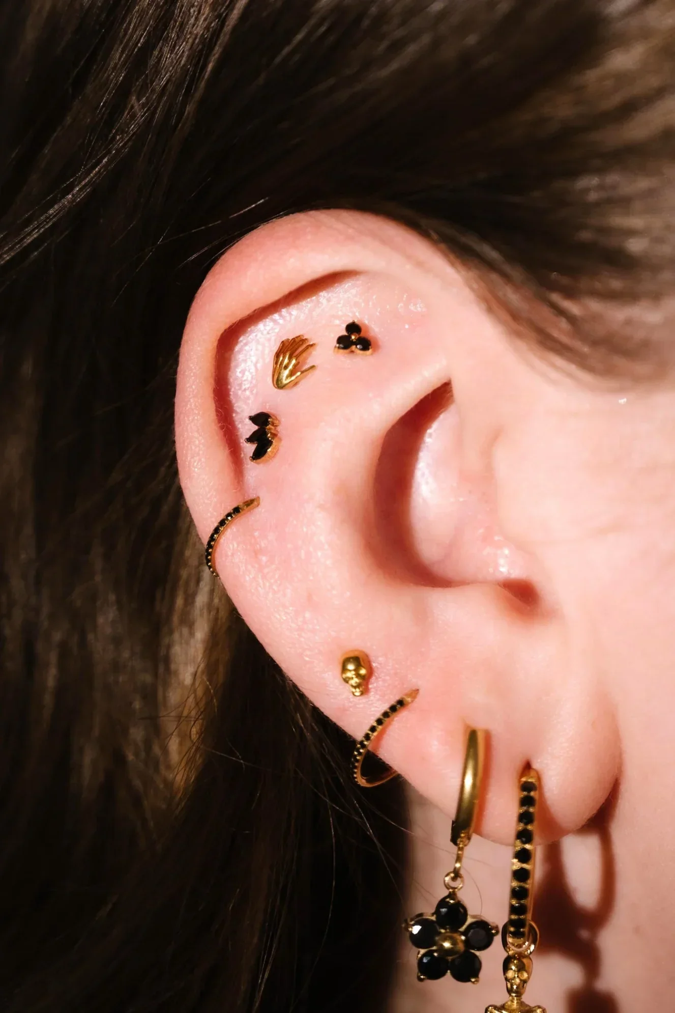 Marquise Trio Flat Back Stud - Onyx - Image 3