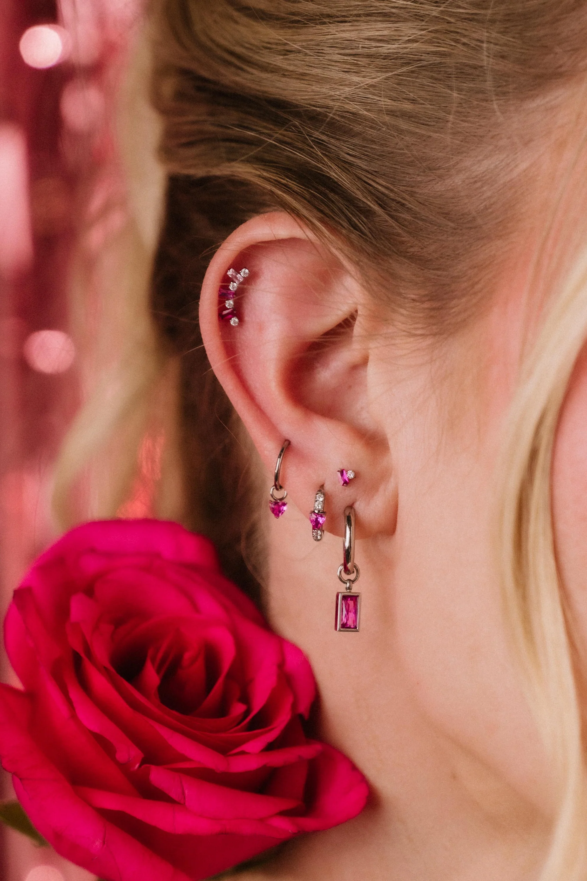 Mira Flat Back Stud - Pink - Image 4