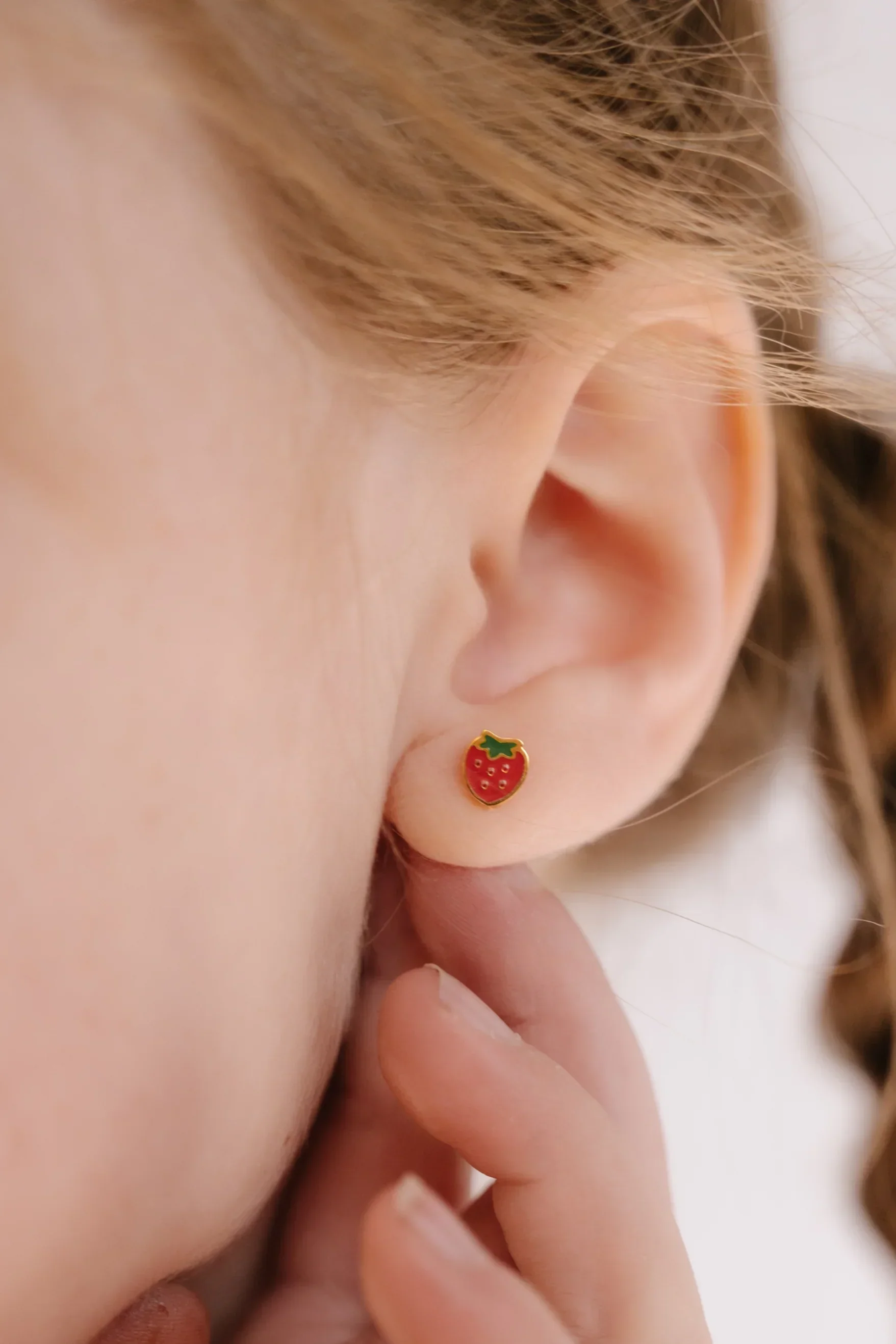 Strawberry Enamel Flat Back Stud - Image 2